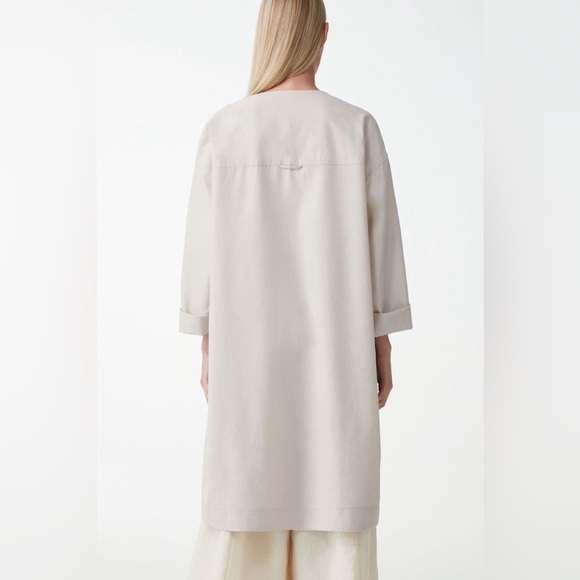 COS Organic Cotton Collarless Coat, Small - Picture 2 of 11